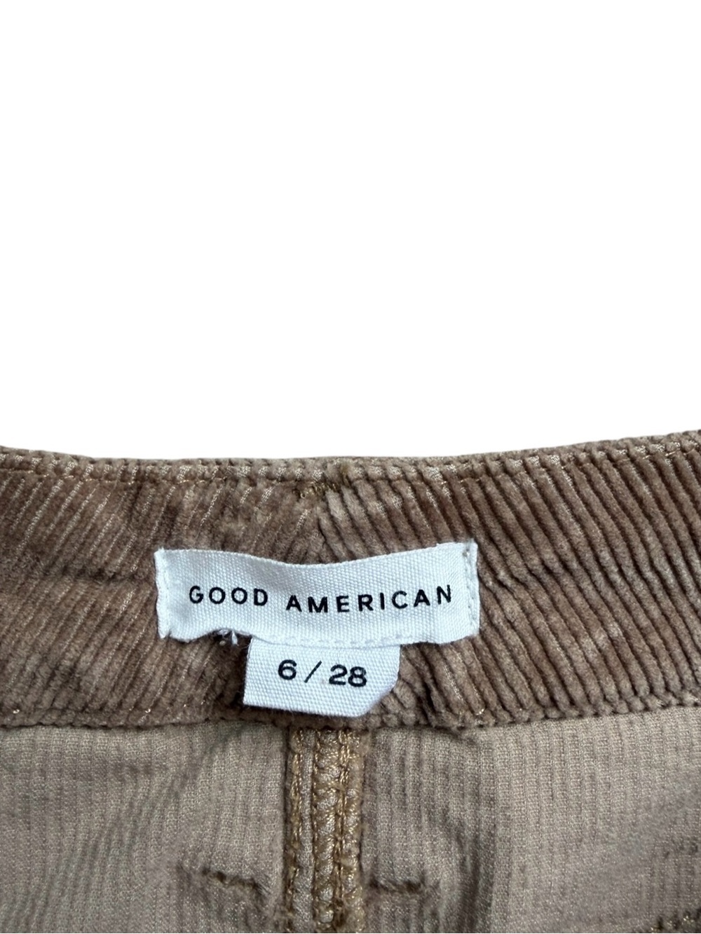 Good American Classic Slim Bootcut Corduroy Pants Size 6/28 Tan High Waist - Picture 2 of 7